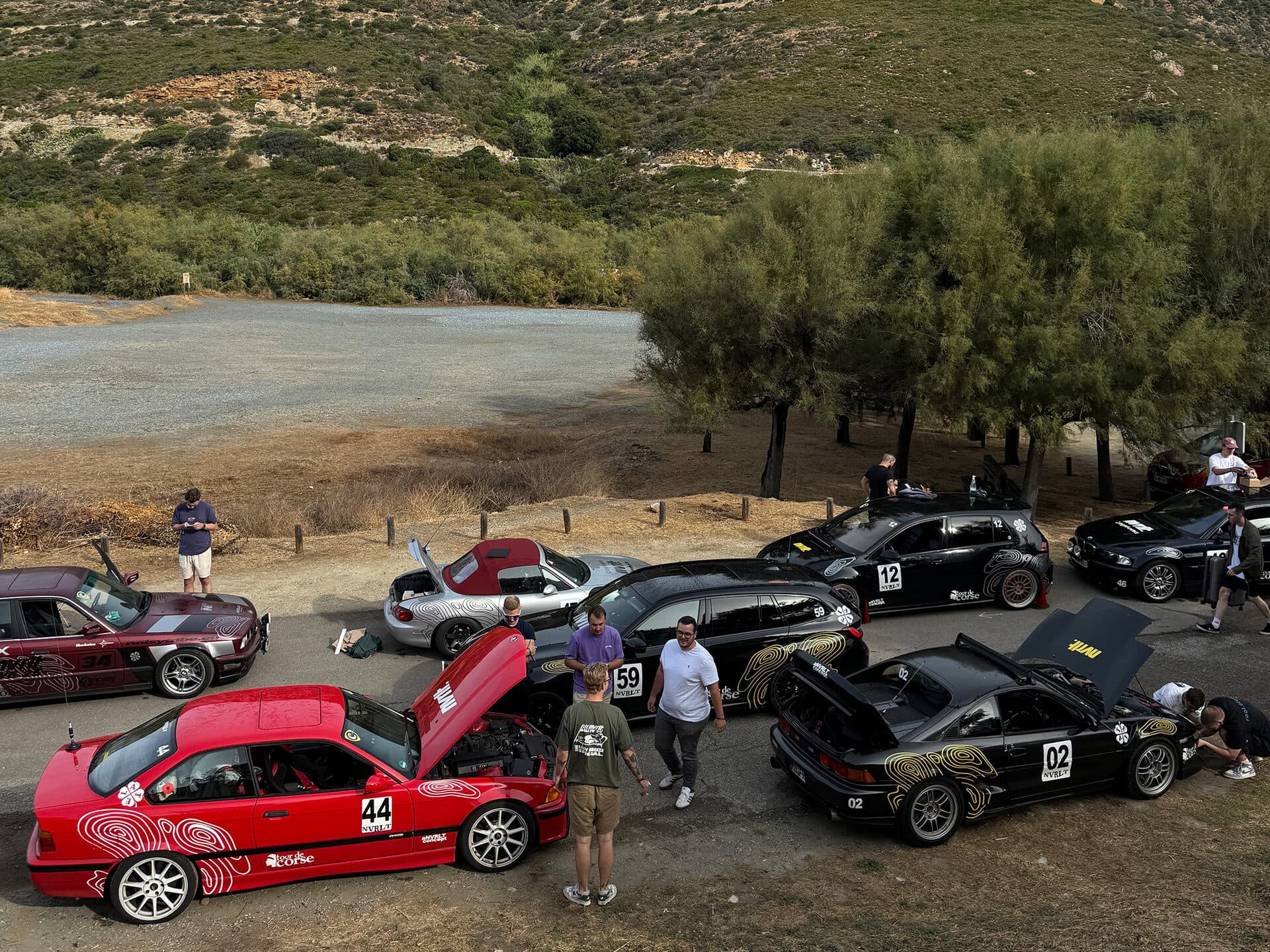 People and cars together